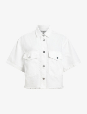 ALLSAINTS: Tove relaxed-fit short-sleeve cropped cotton-blend shirt