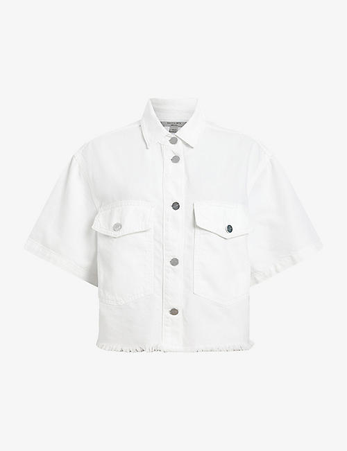 ALLSAINTS: Tove relaxed-fit short-sleeve cropped cotton-blend shirt