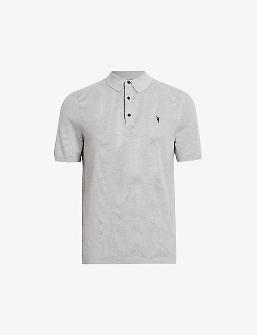 ALLSAINTS: Aubrey logo-embroidered knitted organic-cotton polo