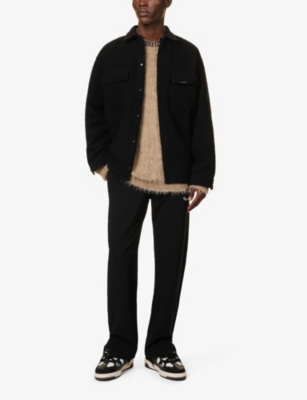 Shop Represent Men's Black Wool Bouclé-texture Relaxed-fit Wool Jacket