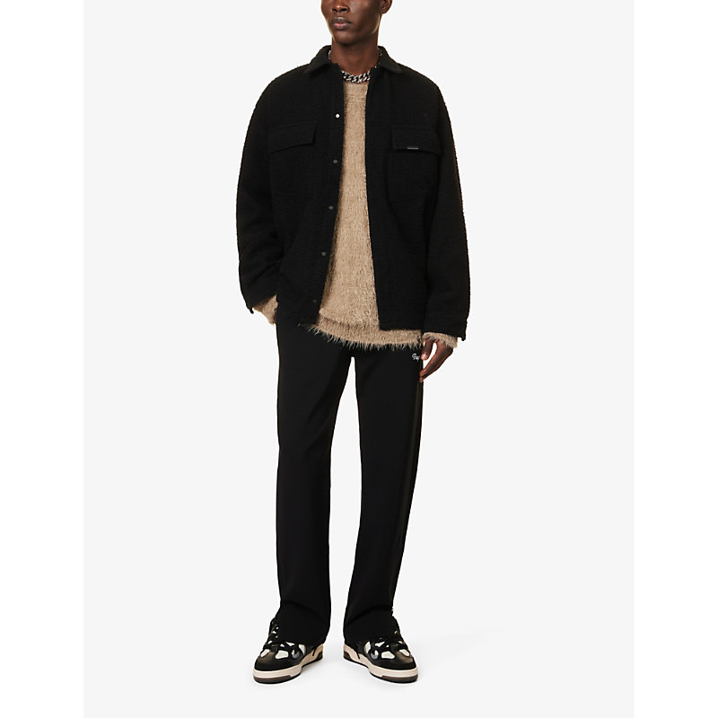 Shop Represent Men's Black Wool Bouclé-texture Relaxed-fit Wool Jacket