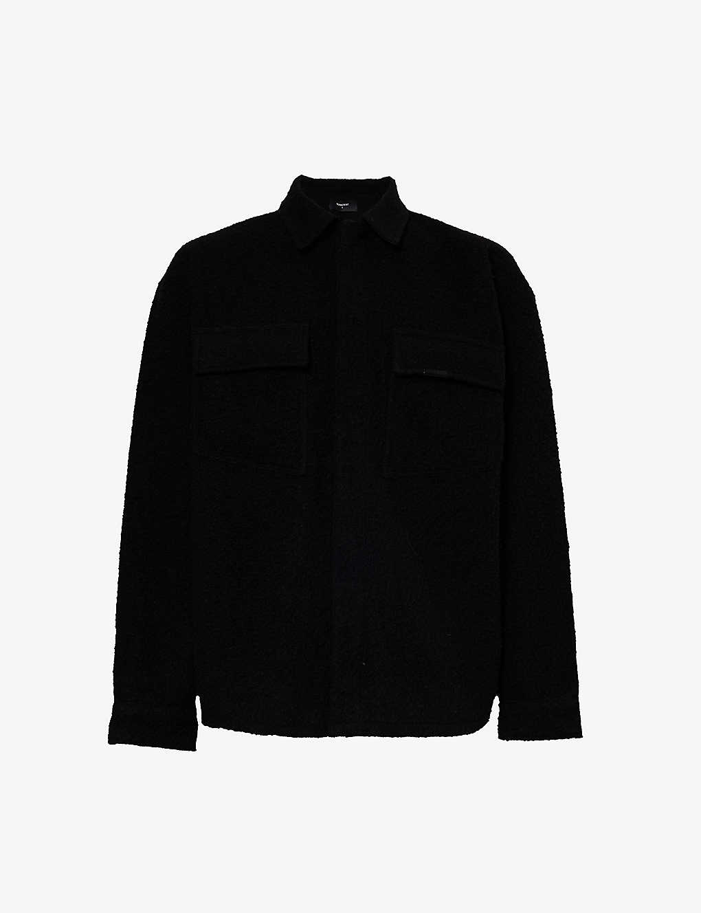 Represent Bouclé-texture Relaxed-fit Wool Jacket In Black