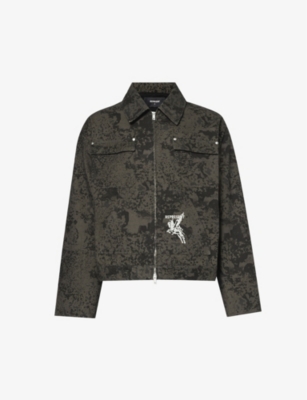 REPRESENT: Abstract-pattern boxy-fit cotton-canvas jacket