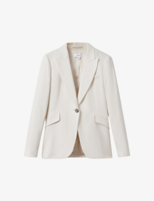 Shop Reiss Womens Cream Millie Peak-lapel Single-breasted Woven Blazer