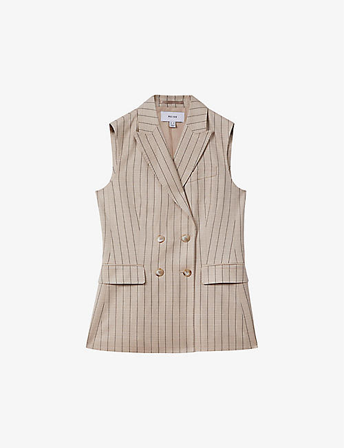 REISS: Odette pin-stripe wool-blend waistcoat