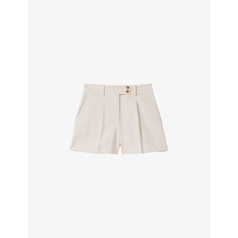 Shop Reiss Millie High-rise Tailored Woven Shorts In Cream