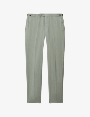 REISS: Kin slim-fit straight-leg linen trousers