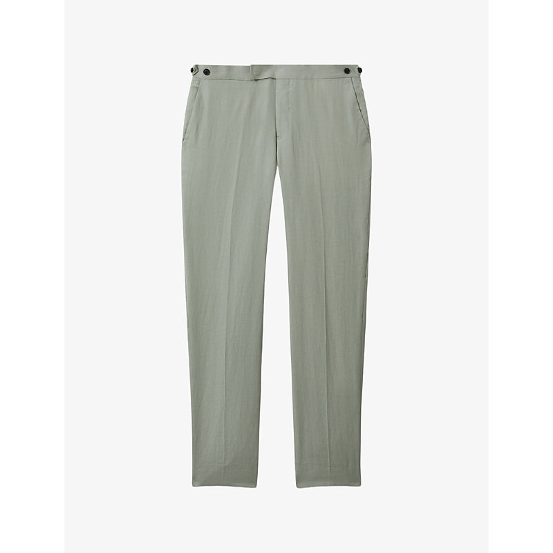 Shop Reiss Men's Apple Kin Slim-fit Straight-leg Linen Trousers