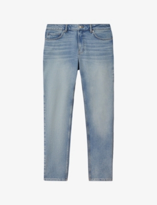 Shop Reiss Men's Light Blue Ordu Straight-leg Slim-fit Stretch-denim Jeans
