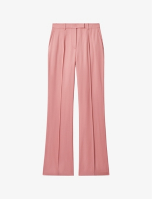 Reiss Womens Pink Millie Flared-leg High-rise Woven Trousers In Pink