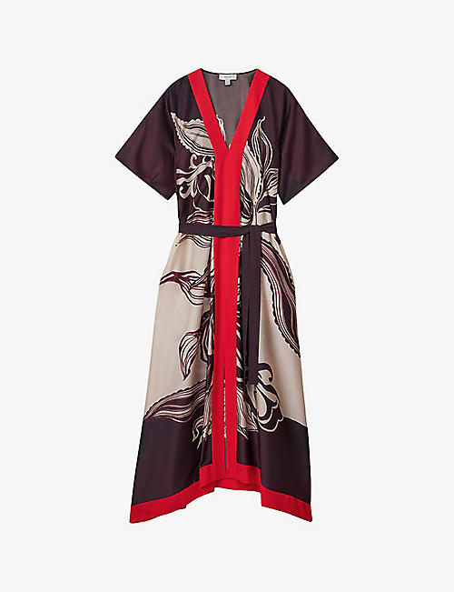 REISS: Hanna graphic-print woven maxi dress