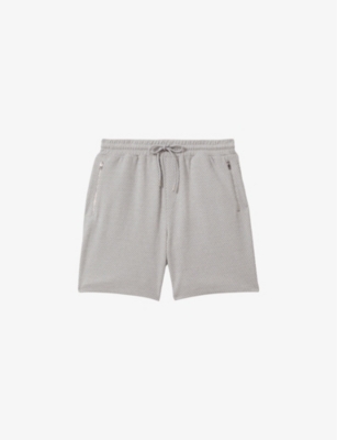 Shop Reiss Men's Light Grey Penbrook Elasticated-waist Regular-fit Stretch-cotton Shorts