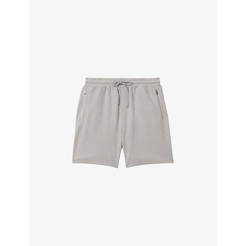 Shop Reiss Penbrook Elasticated-waist Regular-fit Stretch-cotton Shorts In Light Grey
