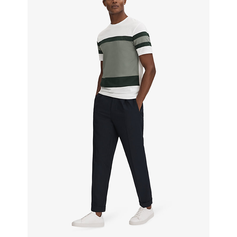 Shop Reiss Men's Sage Multi Auckland Slim-fit Striped Cotton T-shirt
