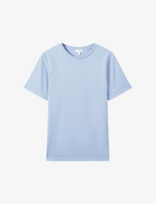 Shop Reiss Bless Crew-neck Short-sleeve Cotton T-shirt In Blue