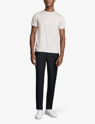 Reiss Mens Wheat Melange Bless Marl-pattern Cotton-blend T-shirt In Wheat Melange