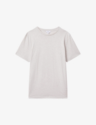 Reiss Mens Wheat Melange Bless Marl-pattern Cotton-blend T-shirt