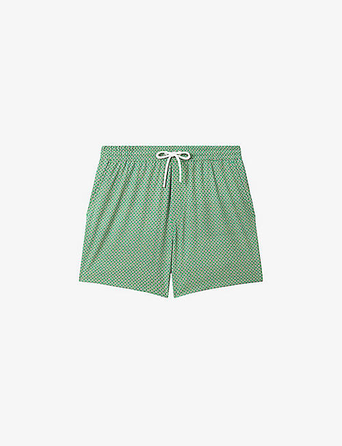 REISS: Shape geometric-print recycled-polyester blend swimming shorts