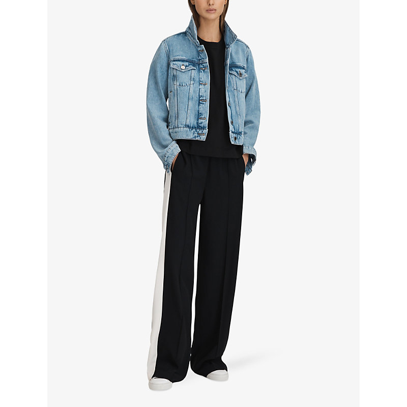 Shop Reiss Cassie Cropped Oversized Cotton T-shirt In Black