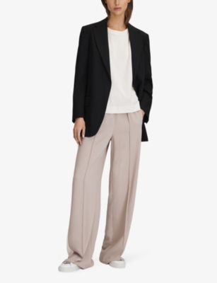 Reiss Womens White Cassie Cropped Oversized Cotton T-shirt In White