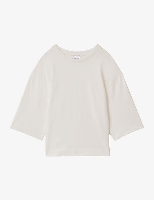 REISS: Cassie cropped oversized cotton T-shirt