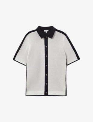 REISS - Misto open-stitch cotton-blend shirt | Selfridges.com