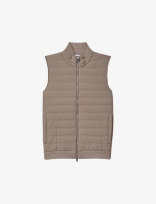 Shop Reiss Cranford Padded Stretch-woven Gilet In Mink
