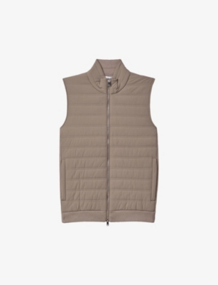 Shop Reiss Men's Mink Cranford Padded Stretch-woven Gilet