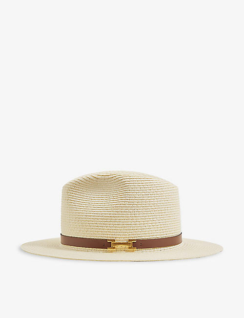 REISS: Gigi buckle-embellished raffia hat
