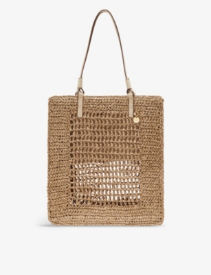 REISS: Maria open-weave raffia tote bag