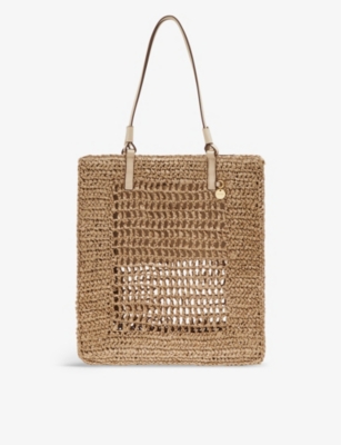Shop Reiss Womens Tural Maria Open-weave Raffia Tote Bag In Natural