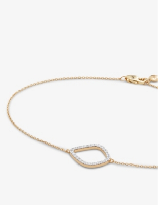 Shop Monica Vinader Womens Yellow Gold Riva Kite Diamond And 18ct Gold-vermeil Chain Bracelet