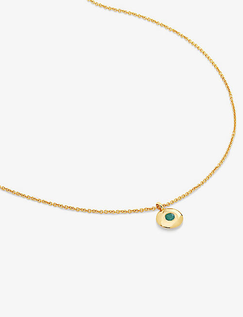 MONICA VINADER: May birthstone 18ct yellow gold-plated vermeil sterling-silver and emerald pendant necklace
