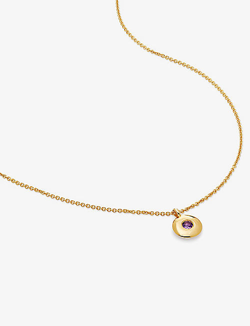 MONICA VINADER: February birthstone 18ct yellow gold-plated vermeil sterling-silver and amethyst pendant necklace