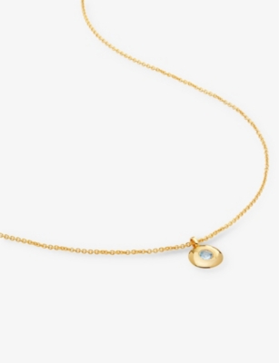 Monica Vinader Womens Yellow Gold March Birthstone 18ct Gold-vermeil And Aquamarine Necklace