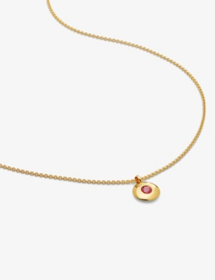 Monica Vinader July Birthstone Ruby Pendant Necklace In Yellow Gold