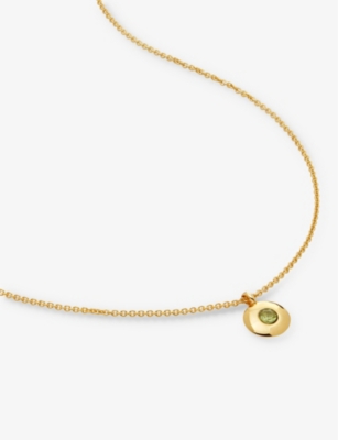 Monica Vinader Womens Yellow Gold August Birthstone 18ct Gold Vermeil And Peridot Necklace