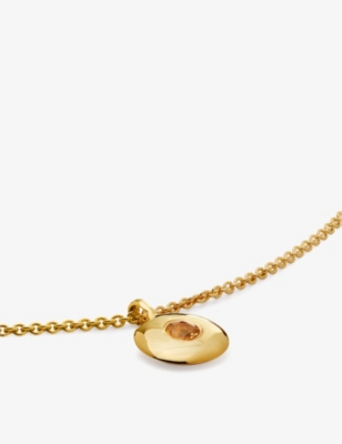 MONICA VINADER: November birthstone 18ct yellow gold-plated vermeil sterling-silver and citrine pendant necklace