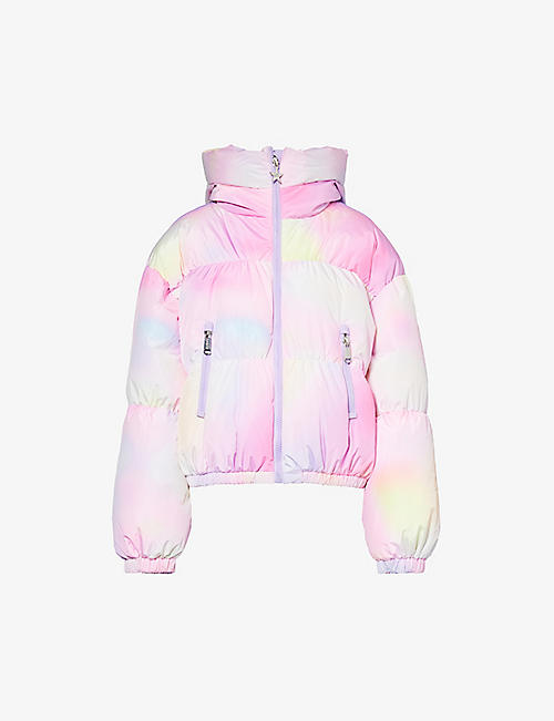 GOLDBERGH: Lumina abstract-pattern recycled-polyester-down jacket