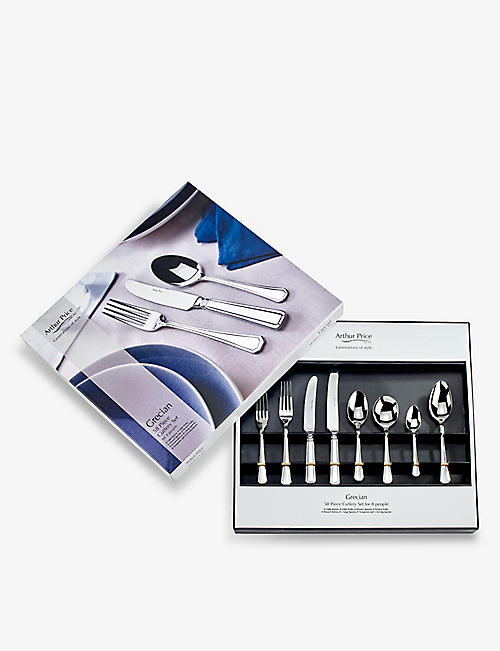 ARTHUR PRICE: Grecian stainless-steel cutlery 58-piece set