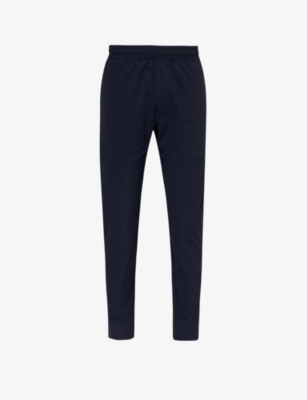 Arne Mens Navy Active Elasticated-waist Regular-fit Tapered-leg Stretch-woven Trousers