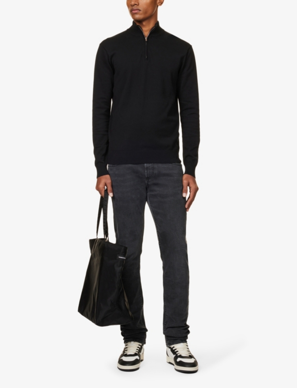 Funnel-neck regular-fit cotton-knit jumper