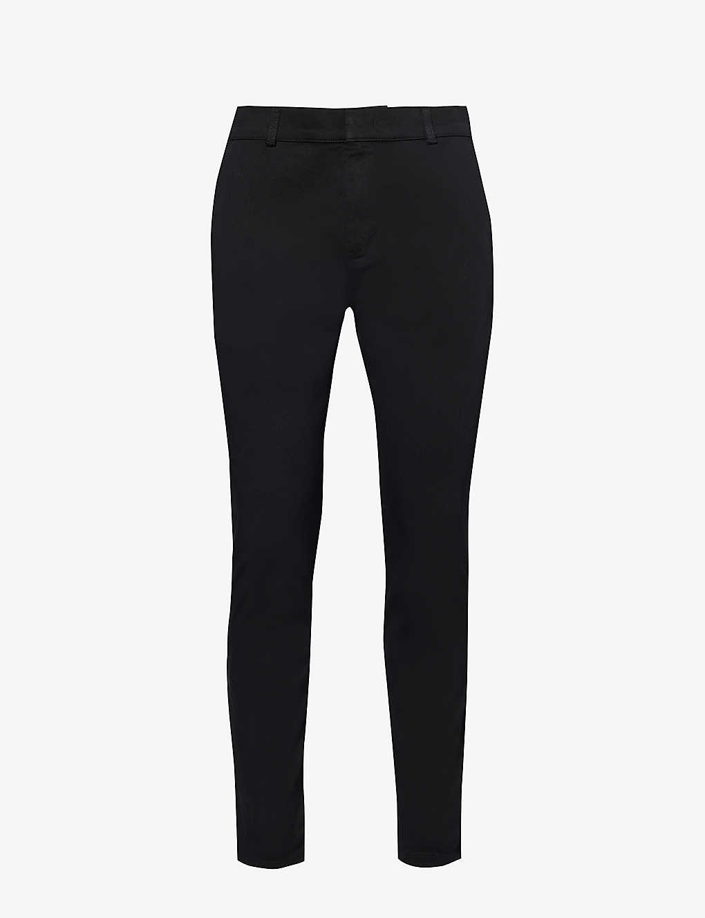 Arne Mens Black Tapered-leg Mid-rise Slim-fit Stretch-cotton Trousers