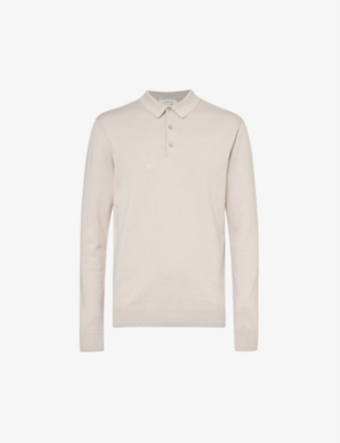 ARNE: Long-sleeved ribbed-trim cotton-knit polo shirt