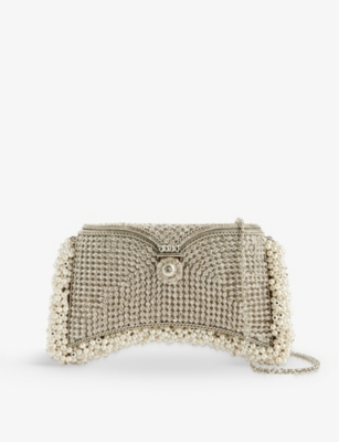 Mae Cassidy Zeenat Silver-toned Iron Clutch Bag In Pearl / Silver