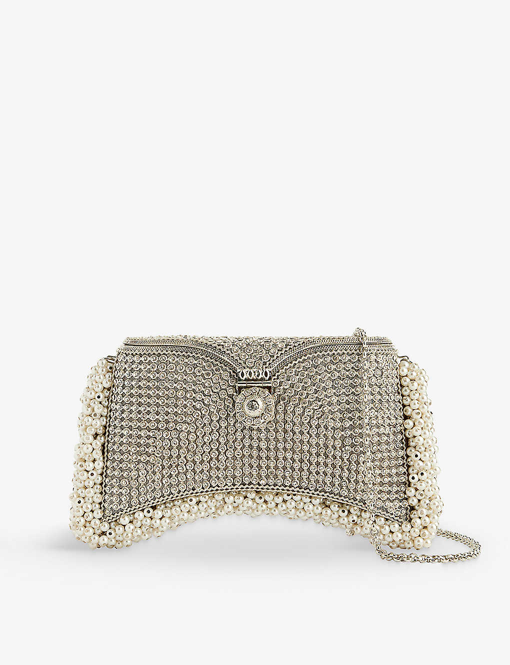 Mae Cassidy Zeenat Silver-toned Iron Clutch Bag In Pearl / Silver