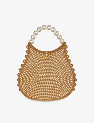 Mae Cassidy Nimmi Metal-blend Top-handle Bag In Pearl / Antique Gold