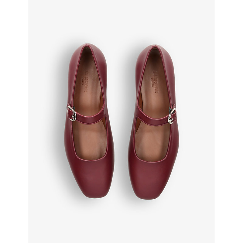 Shop Le Monde Beryl Womens Red/dark Mary Jane Leather Flats