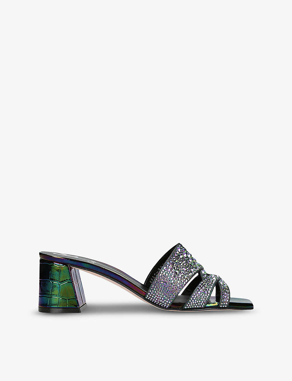 Gina Antwerp Crystal-embellished Leather Sandals In Black/comb
