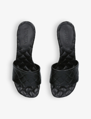 Shop Bottega Veneta Women's Black Amy Quilted-leather Heeled Mules